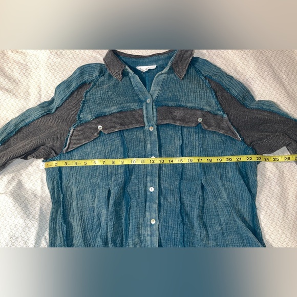 Sewn + Seen Mineral Wash Cotton Button-Up sz M - Picture 7 of 10